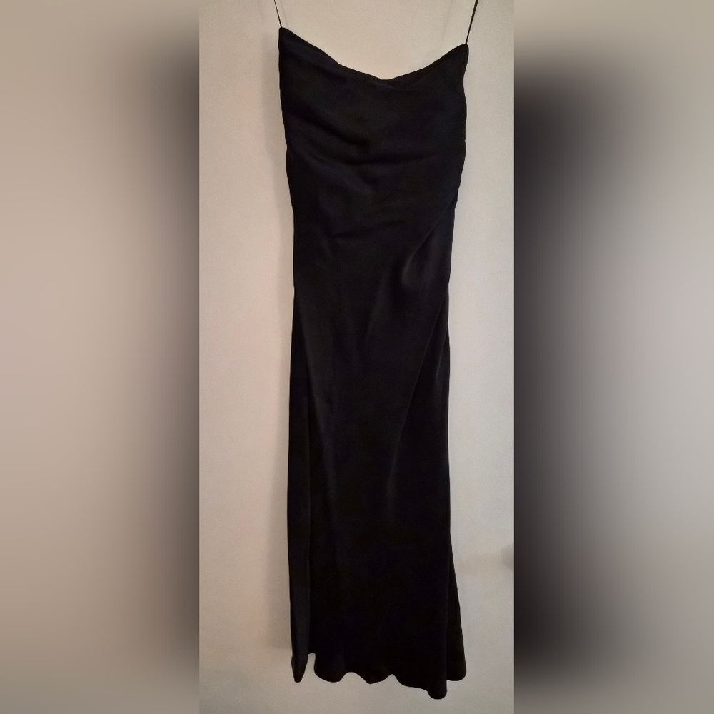 Anthropologie Black Satin Dress